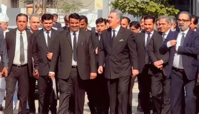 Chief Justice of Pakistan Justice Yahya Afridi (4th left) during a visit to Ghotki on December 18, 2024. — Facebook@waheedmalano.waheed