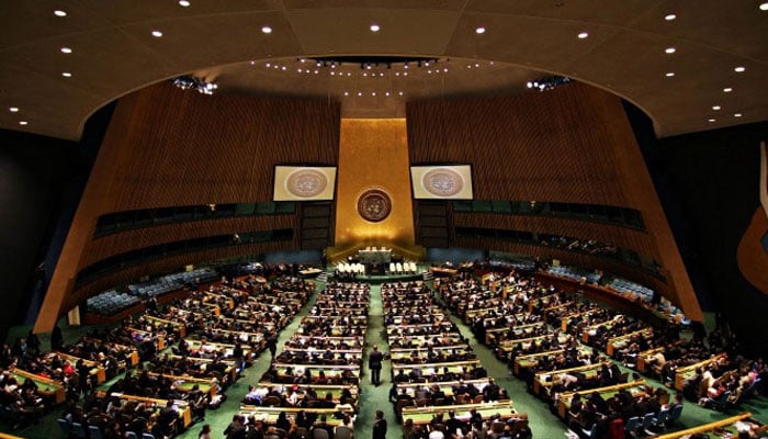 The inner view of United Nations General Assembly. — Radio Pakistan/File