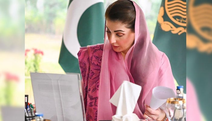 Punjab Chief Minister Maryam Nawaz Sharif at her office. — Facebook@TheMaryamNSharif/File