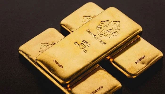 An undated image of gold bars. — AFP/File