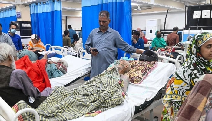 Patients are being treated at a hospital in Lahore on November 8, 2024, as the city battles with the worst air quality in the world. — AFP