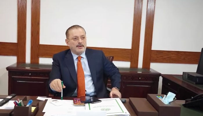 Sindh Senior Minister for Information and Transport Sharjeel Inam Memon chairs a meeting on December 19, 2024. — Screengrab via Facebook@SharjeelInamMemon63