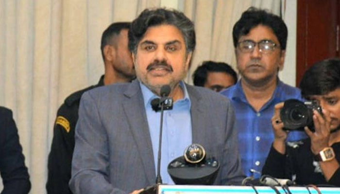 Sindh Energy and Planning & Development Minister Syed Nasir Hussain Shah addresses an event on November 25, 2024. — Facebook@SNasirHussainshah