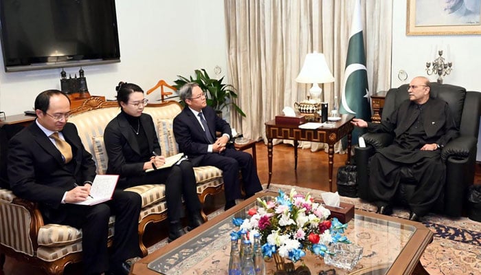 The Ambassador of China to Pakistan, Mr. Jiang Zaidong, called on President Asif Ali Zardari, at Aiwan-e-Sadr December 19, 2024.— APP