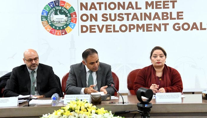 Coordinator to Prime Minister on Climate Change, Romina Khurshid Alam (right) chairs a national meeting on Sustainable Development Goals in Islamabad on December 20, 2024. — APP