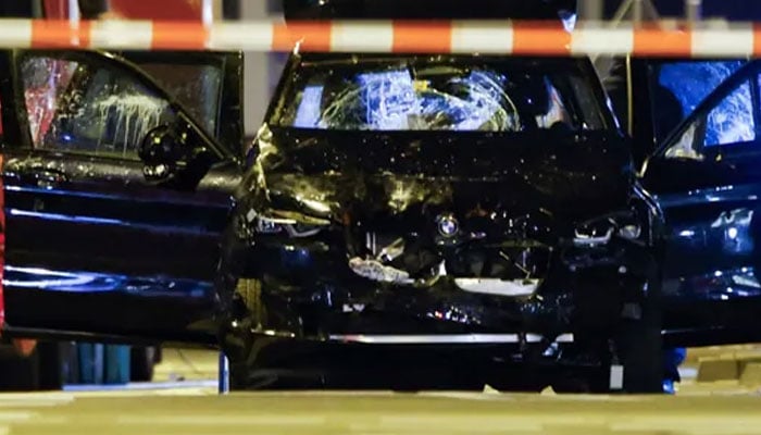 The car that was rammed into a large crowd of revellers at a Magdeburg Christmas market is seen following the attack in Magdeburg, Germany December 21, 2024. — Reuters