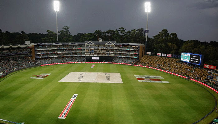 Dark clouds covering the Wanderers Stadium ahead of the third T20I match between Pakistan and South Africa on December 14, 2024 at Johannesburg. —AFP