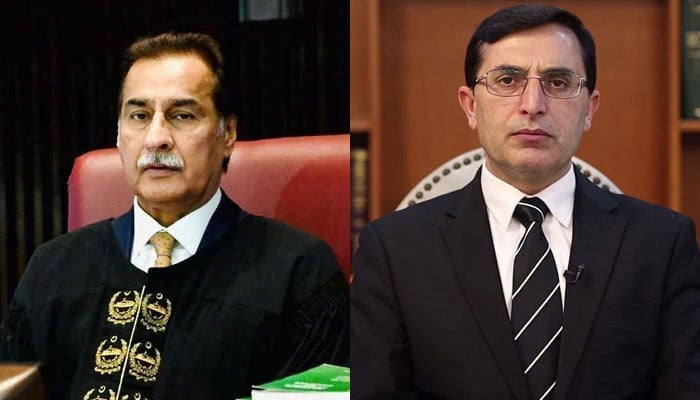 A combo picture of speaker of the National Assembly Sardar Ayaz Sadiq (left) and PTI Chairman Barrister Gohar Khan. — Facebook@SardarAyazSadiq/Wikimedia Commons/File