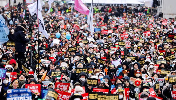 Protesters attend a rally against South Koreas impeached president Yoon Suk Yeol, who declared martial law, which was reversed hours later, in Seoul, South Korea, December 21, 2024. — Reuters