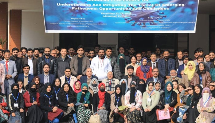 Participants pose for a group photo at the ANSO-PAS Conference 2024 on December 22, 2024. — Facebook@zk.shinwari.7