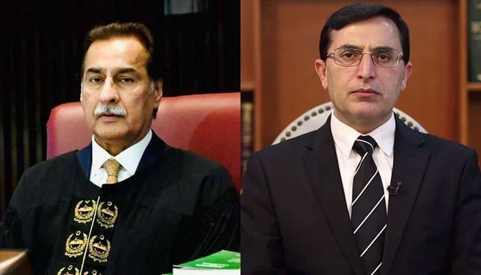 A combo picture of Speaker of the National Assembly Sardar Ayaz Sadiq (left) and PTI Chairman Barrister Gohar Khan. — Facebook@SardarAyazSadiq/Wikimedia Commons/File