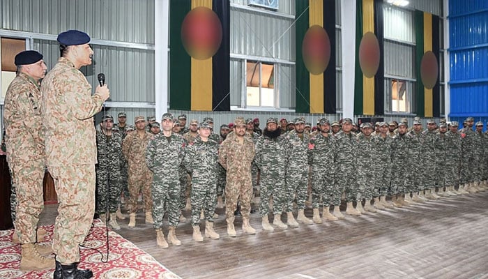 Chief of Army Staff (COAS) General Asim Munir addresing soldiers during his visit at Wana, South Waziristan,on December 22. 2024. — Facebook@ISPROfficial1