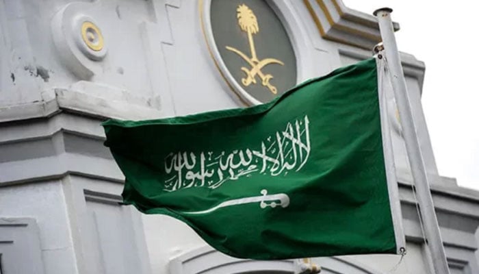 Saudi Arabian flag flatters outside its embassy in Kabul. — AFP/File