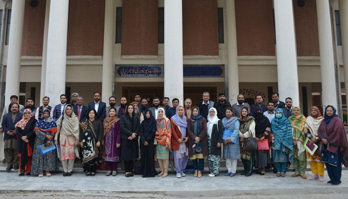 A group photo after the one-day hands-on training workshop titled Qualitative Data Analysis Using NVivoat the Punjab University Library.— Facebook@PunjabUniversityLibrary/File