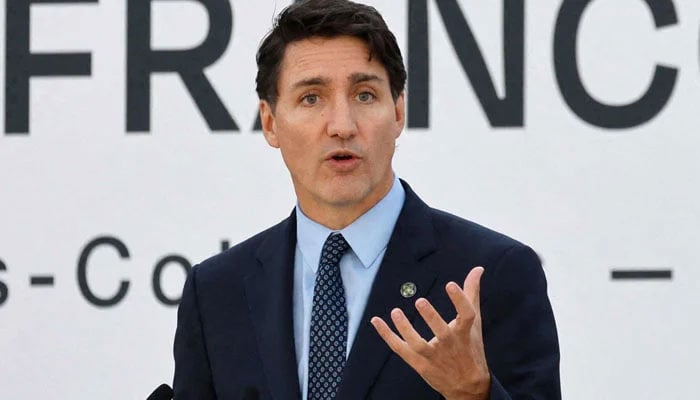 Canadas Prime Minister Justin Trudeau delivers a speech during the closing session of the 19th Summit of the Francophonie at the Grand Palais in Paris, on October 5, 2024.— Reuters