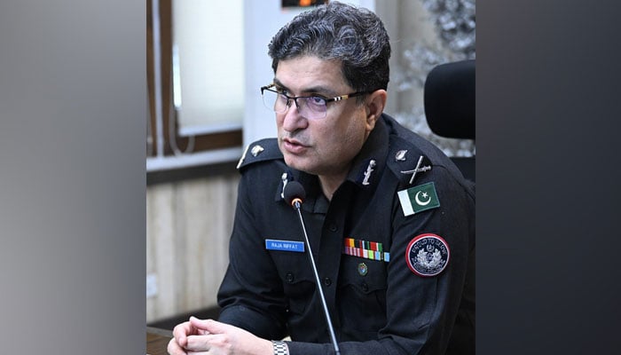 Rifat Mukhtar Raja speaks during a meeting on February 16, 2024. — Facebook@SindhPolice