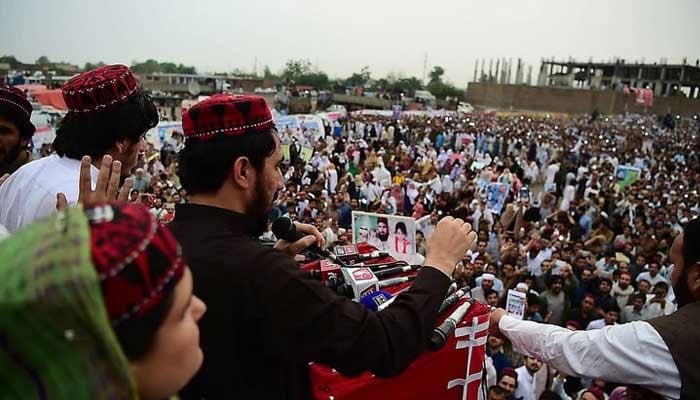 Demonstrators of Pashtun Tahafuz Movement gather at a public rally in Peshawar in an undated image. — AFP/File