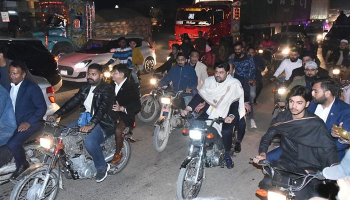 Sindh Governor Kamran Tessori riding a bike on December 25, 2024.— Facebook@PunjabSkillsDevelopmentFund