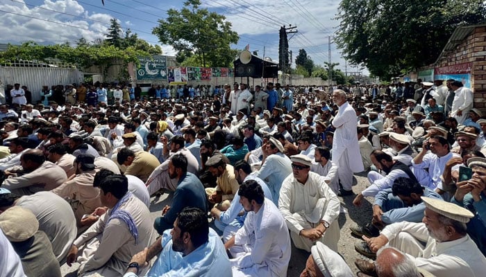 The residents of Parachinar staged a protest against the Kohat firing incidents on June 21, 2024. — Facebook/PCRPress