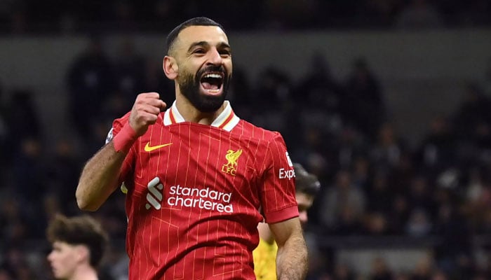 Liverpools Mohamed Salah celebrates after goal. — AFP/File