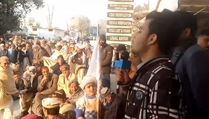 Protesters are seen at a sit-in in Swabi.— Facebook@SwabiActionCommittee/File