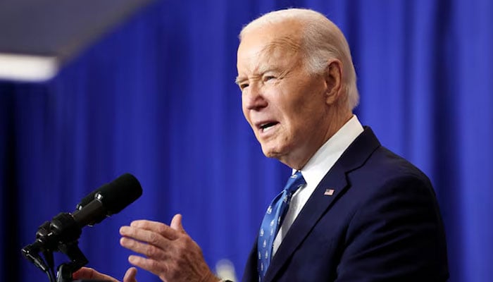 US President Joe Biden speaks as he visits the Department of Labor for an event honoring the nations labor history and Frances Perkins, longest serving US Secretary of Labor, in Washington, on December 16, 2024. — Reuters