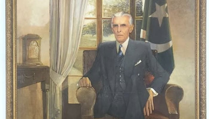 The representational image shows the portrait of Quaid-e-Azam Muhammad Ali Jinnah at the Quaid-e-Azam House Museum. — Facebook@hibakhannum9/File