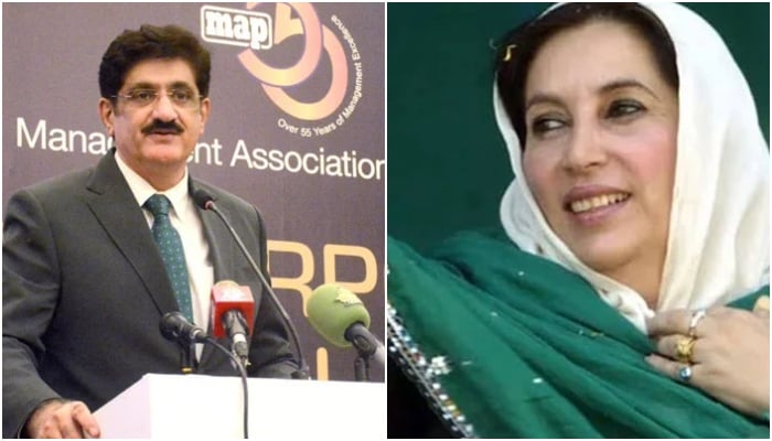 Sindh Chief Minister Syed Murad Ali Shah (left) and Former Prime Minister of Pakistan Shaheed Mohtarma Benazir Bhutto (SMBB). — APP/File