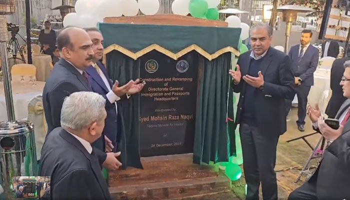 Federal Minister for Interior, Mohsin Naqvi inaugurates the newly built state-of-the-art Passport and Immigration Headquarters and the Islamabad Regional Passport Office on Dec 26, 2024. — Facebook@DGIPofficial