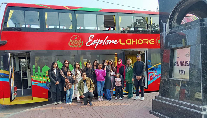 The image released on Dec 24, 2024 shows a double-decker bus of the Tourism Development Corporation of Punjab (TDCP). — Facebook@sightseeinglahore