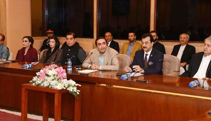 PPP Chairman Bilawal Bhutto-Zardari presiding a parliamentary meeting of his party in Islamabad on October 18, 2024. —X/@MediaCellPPP