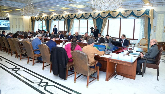 Prime Minister Muhammad Shehbaz Sharif chairs a review meeting on performance of Electricity Distribution Companies (Discos) on December 28, 2024. — PID