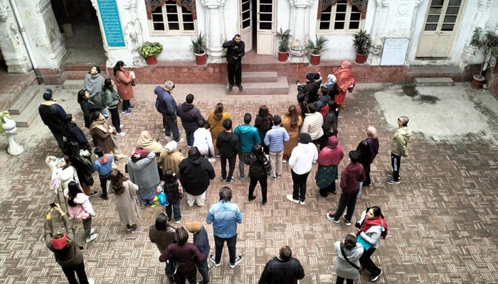 Tourists seen amid tour of the Bhatti Gate by the Walled City of Lahore Authority (WCLA) on December 29. 2024.— Facebook@WCLAuthority