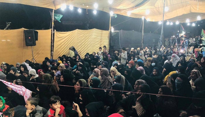 An image from the Majlis Wahdat-e-Muslimeen’s (MWM) sit-in at Numaish Chorangi Karachi on December 29, 2024. — Facebook@MWMKHI110