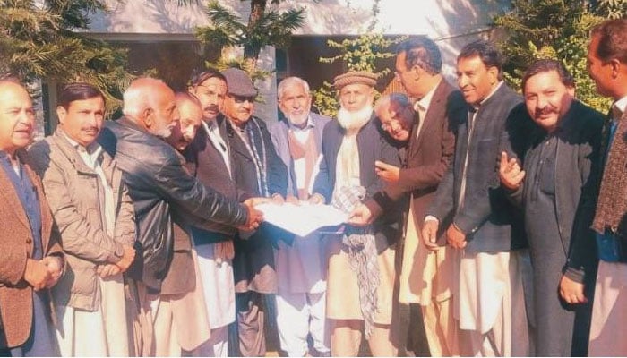 A photo from the nomination paper submission at the Swat Press Club.— Facebook@SwatPressClub/File