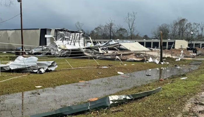 Debris from a damaged structure lies on the ground in an area afected by the weather, in Montgomery County, Texas, US, in this handout picture released December 28, 2024.— Reuters