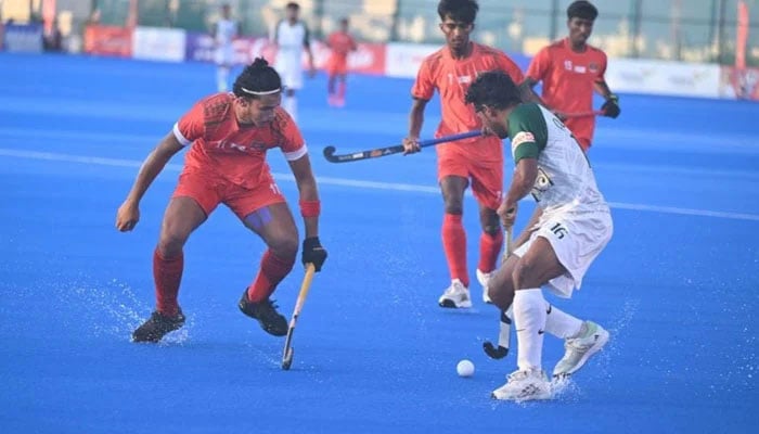 Representational image of Pakistani and Bangladeshi players during the ongoing 2024 Junior Asia Cup Hockey in Muscat, Oman on Thursday, November 28, 2024. — Reporter