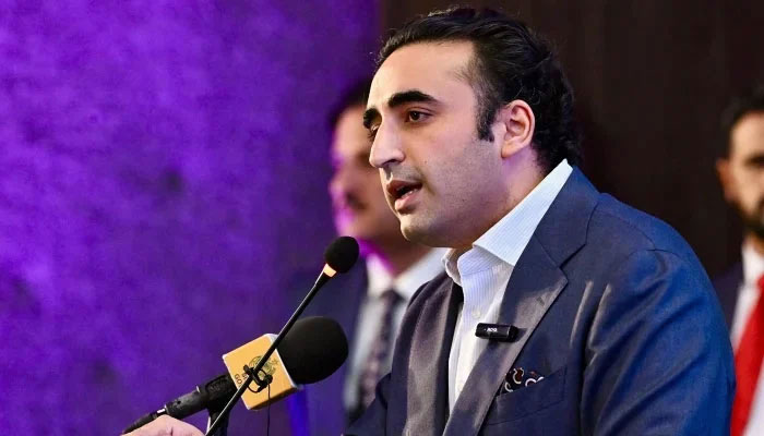 PPP Chairman Bilawal Bhutto-Zardari addressing an event at the CM House in Karachi on October 14, 2024. — Facebook/@Bilawalhouse