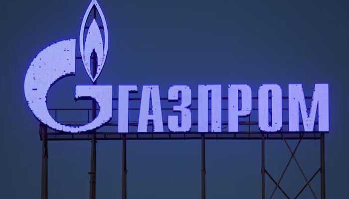 The logo of Gazprom company is seen on the facade of a business centre in Saint Petersburg, Russia, March 31, 2022. — Reuters