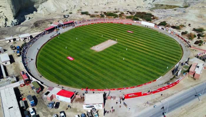 An aerial view of the Gwadar Cricket Stadium. — X/@mophrd/File