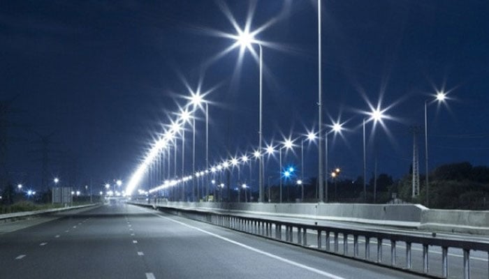 The image shows streetlights on the road of Islamabad. — APP/File