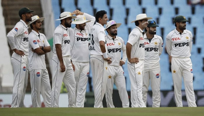 Pakistan players during first Test against South Africa in Centurion on December 29, 2024. —AFP