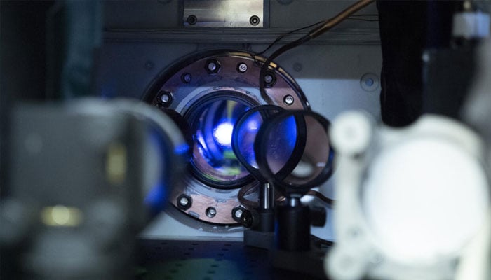 A strontium atomic clock, pictured in a lab at the University of Colorado Boulder in the United States. —AFP/File