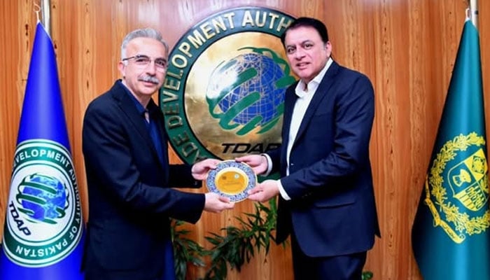 PSEB CEO Abu Bakar calls on Secretary TDAP Sheryar Taj at the TDAP HQ to discuss transformative strategies for IT exports on January 3, 2025. — Facebook@tdapofficial/