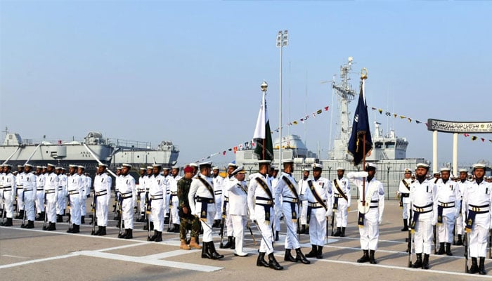 An image from the Pakistan Navy Fleet Annual Efficiency Competition Parade held at the Pakistan Navy Dockyard, Karachi. — APP/File