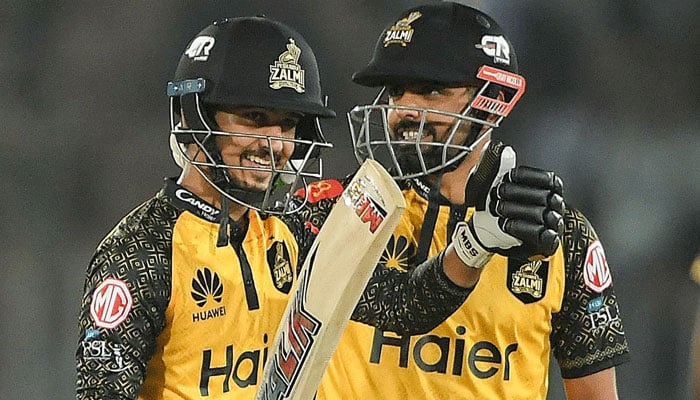 Peshawar Zalmi opening pair of Saim Ayub and skipper Babar Azam. — AFP/File