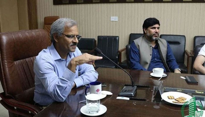 Water and Sanitation Agency (WASA) Managing Director (MD) Ghufran Ahmed chairs a meeting image released on June 23, 2022. — Instagram@pitbofficial