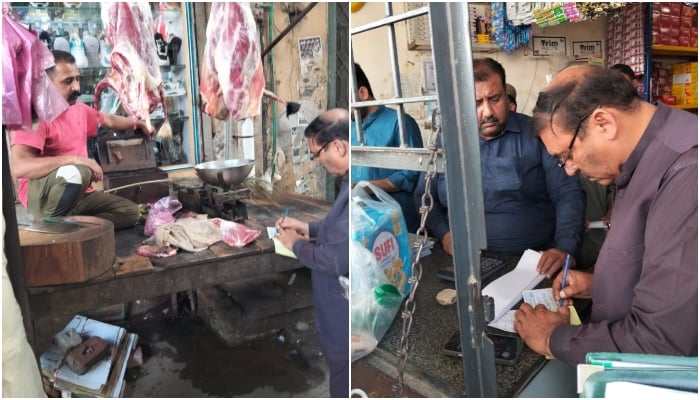 A senior official of the local administration in Lahore taking action against profiteering in Lahore in this collage of pictures. — Facebook@dclahoreofficial