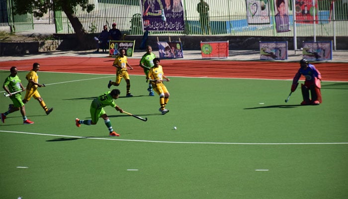 A view of hockey match here at Abdul Sattar Edhi Hockey Stadium. —asiahockey/File