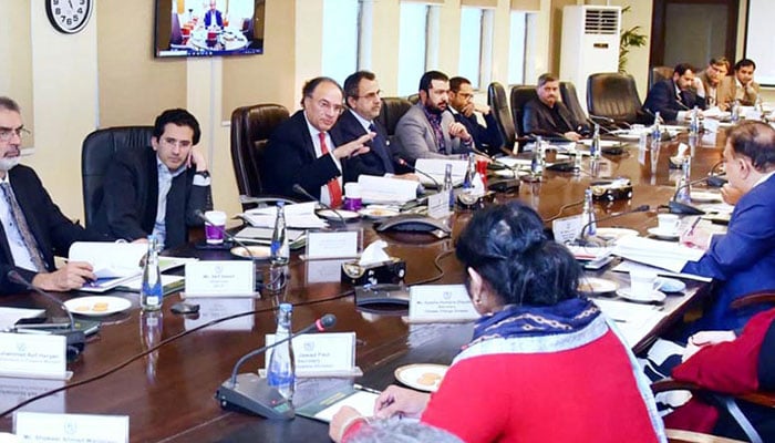 Federal Minister for Finance and Revenue, Senator Muhammad Aurangzeb, chaired a meeting of the Economic Coordination Committee (ECC) of the Cabinet on January 6, 2024.— APP